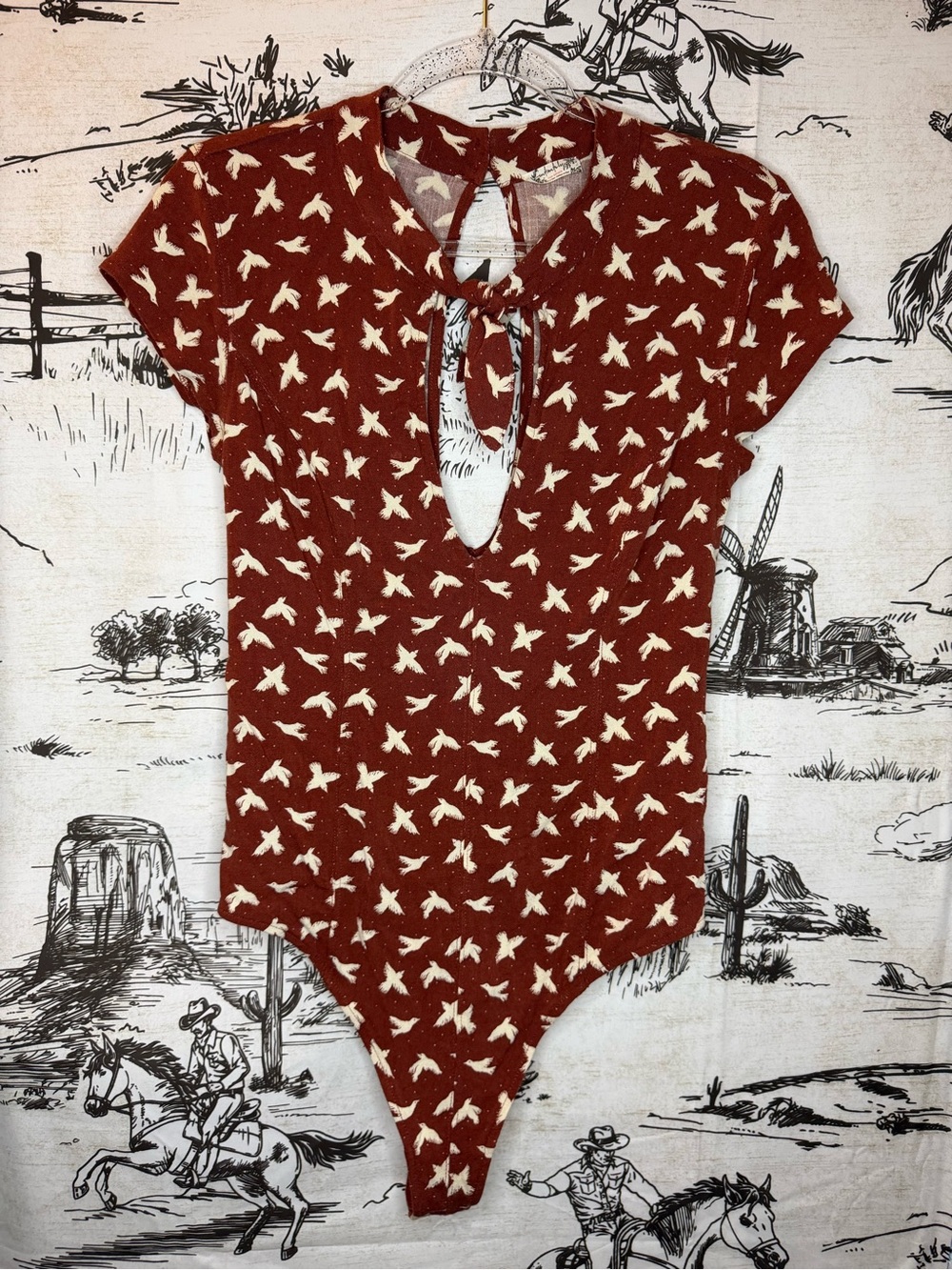 Free People Plunge Bodysuit with Tie Front detail
